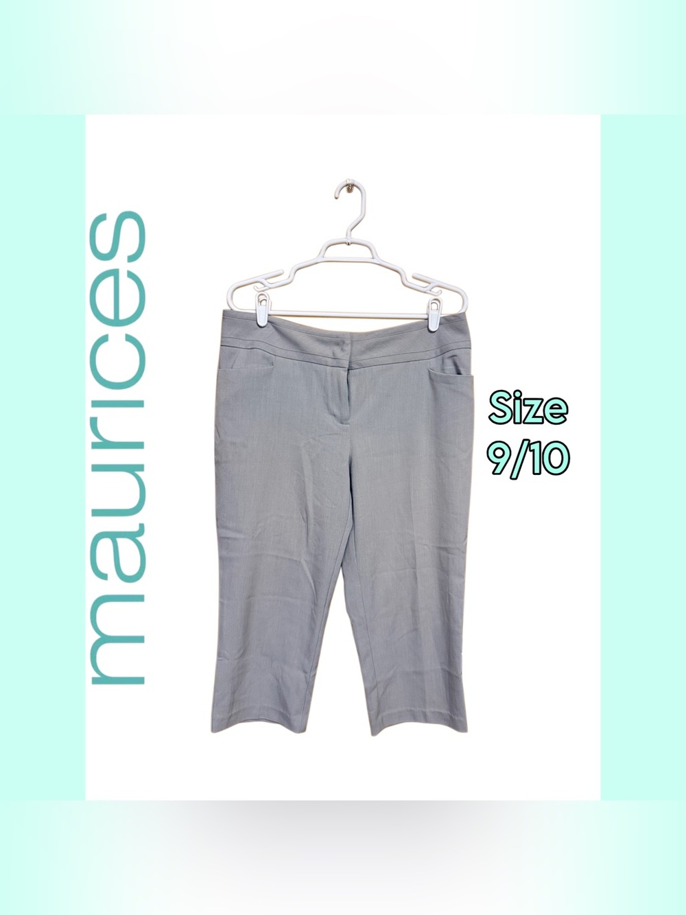 🩵💚 Maurice’s Tailored Gray Capri Dress Pants Office Chic Stretch 9/10